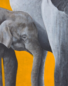 Elephants - mother and child (yellow)